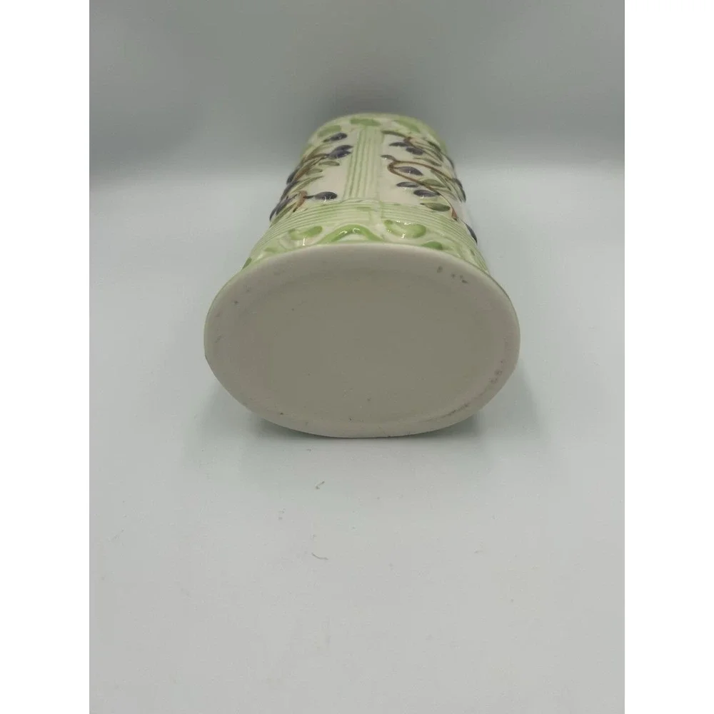 Majolica Style Olive Vine Cylinder Vase